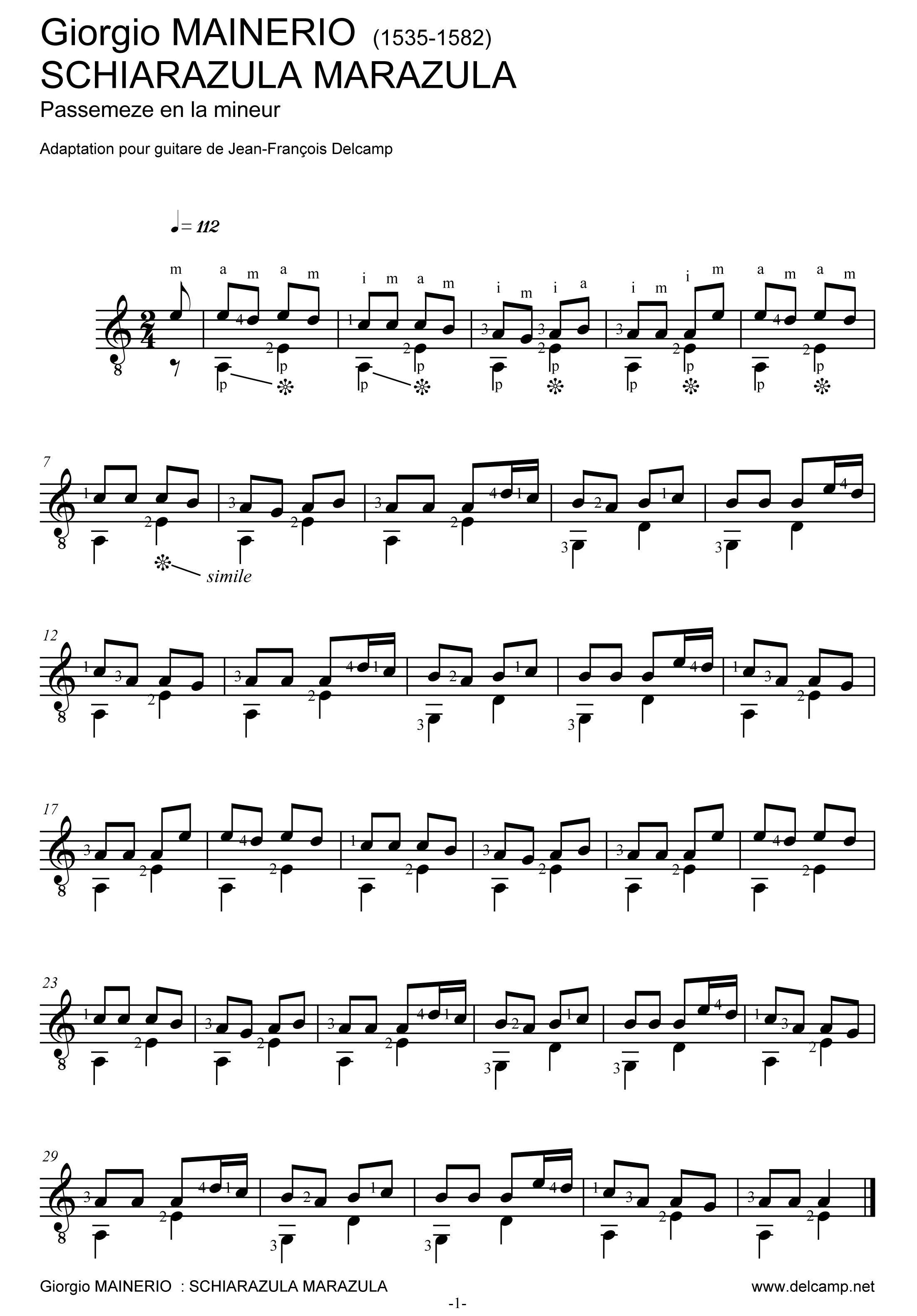 Siciliana in A Minor for Guitar by Ferdinando Carulli sheet music