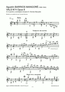 Agustín Barrios Mangoré - Valse opus 8, n°4